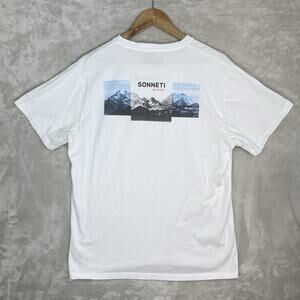 Sonneti Sport Mountains T-Shirt Men's Large Crisp White Outdoor Gorpcore